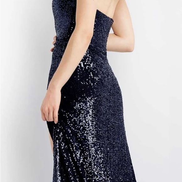 Jovani -Midnight Navy Sequin Strapless Gown -Size 8 - Picture 1 of 6